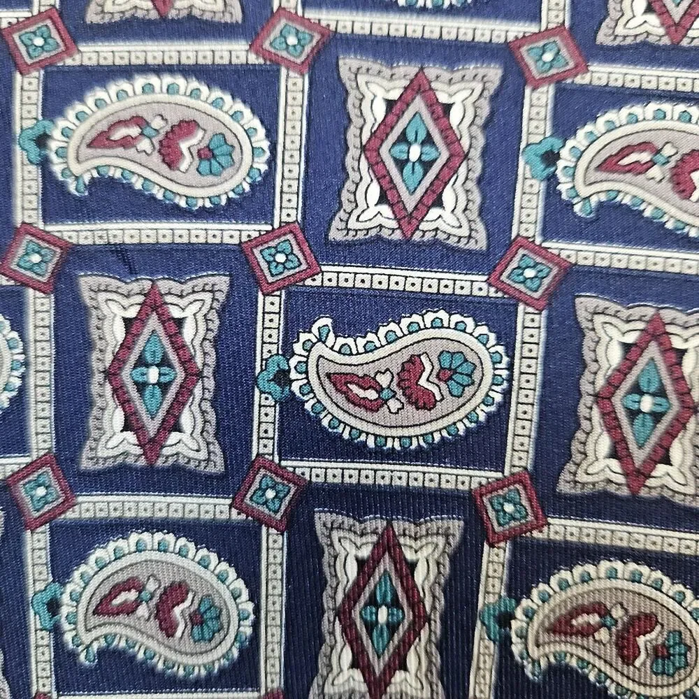 Wembley Necktie‎ Paisley Squares Print 100% Silk Geometric 4